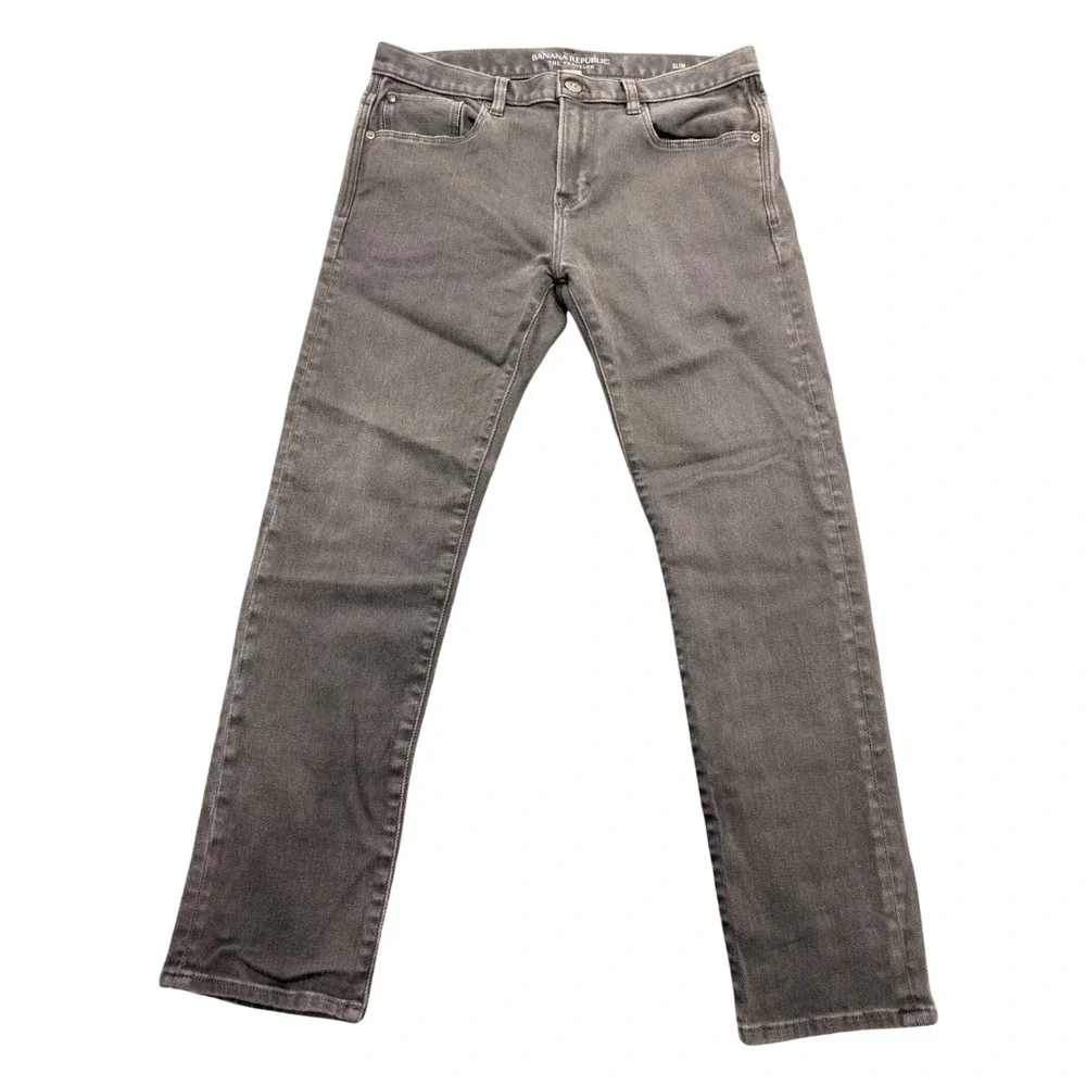 Banana Republic Traveler Slim Fit Grey Jeans Mens 32x30 Cotton Blend Stretch